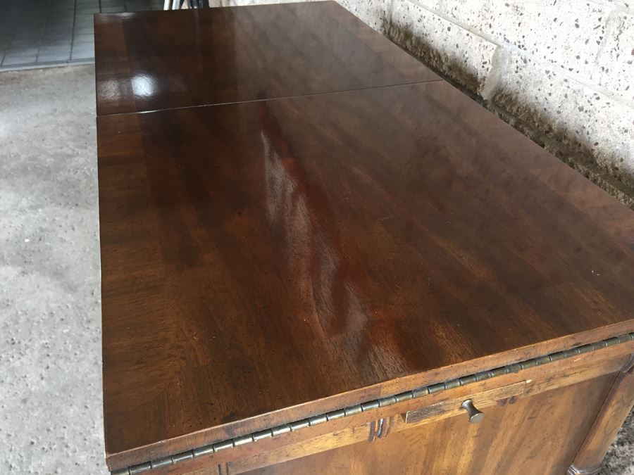 Hollywood Regency Faux Bamboo Server By Drexel Heritage With Pull Outs For Serving And Silver Drawer [Photo 12]