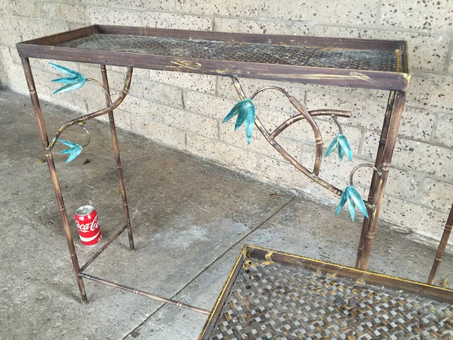 Hollywood Regency Faux Bamboo Metal Nesting Tables [Photo 10]