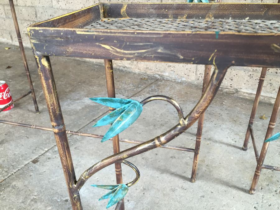 Hollywood Regency Faux Bamboo Metal Nesting Tables [Photo 9]