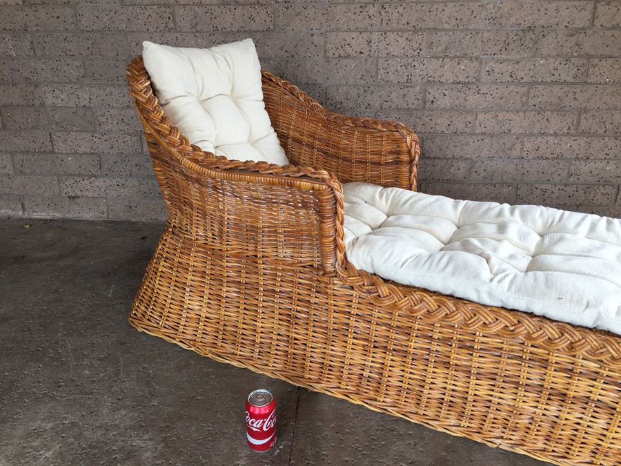 Wicker Chaise Lounge Chair With Cushions [Photo 6]