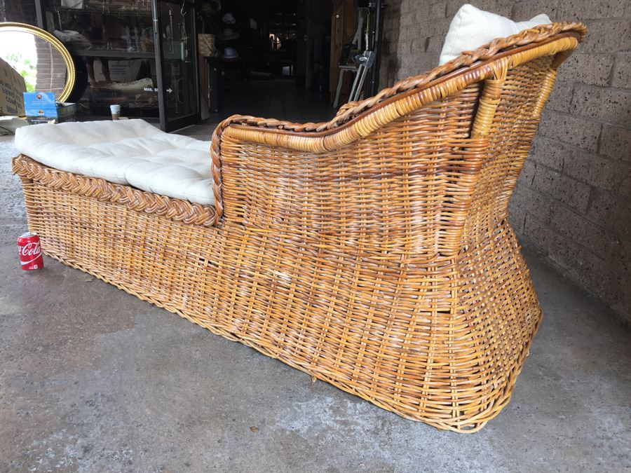 Wicker Chaise Lounge Chair With Cushions [Photo 2]