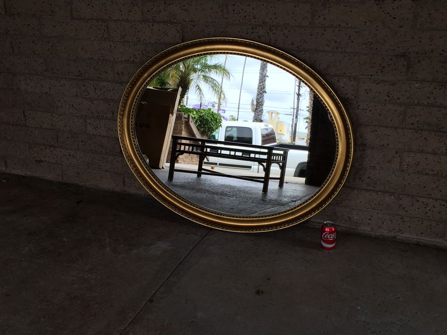 Large Vintage Giltwood Oval Mirror [Photo 7]