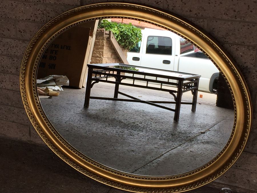 Large Vintage Giltwood Oval Mirror [Photo 10]