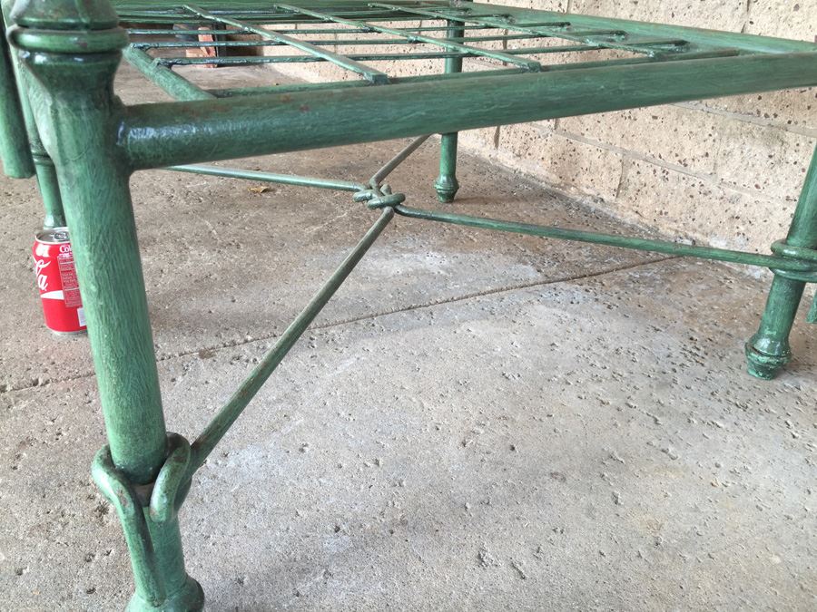 Large Wrought Iron Arm Chair With Rope And Knot Patterns And White Cushions [Photo 9]