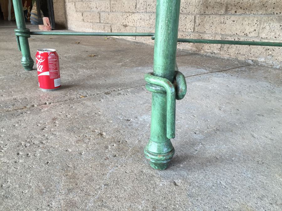 Large Wrought Iron Arm Chair With Rope And Knot Patterns And White Cushions [Photo 8]
