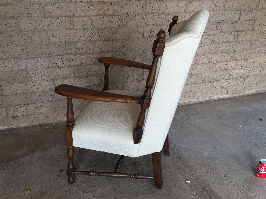 Vintage Upholstered White Arm Chair [Photo 8]
