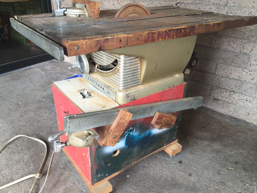 Vintage Crafstman '100' Table Saw With Custom Bench And Lot Of Rotary Saw Blades [Photo 9]