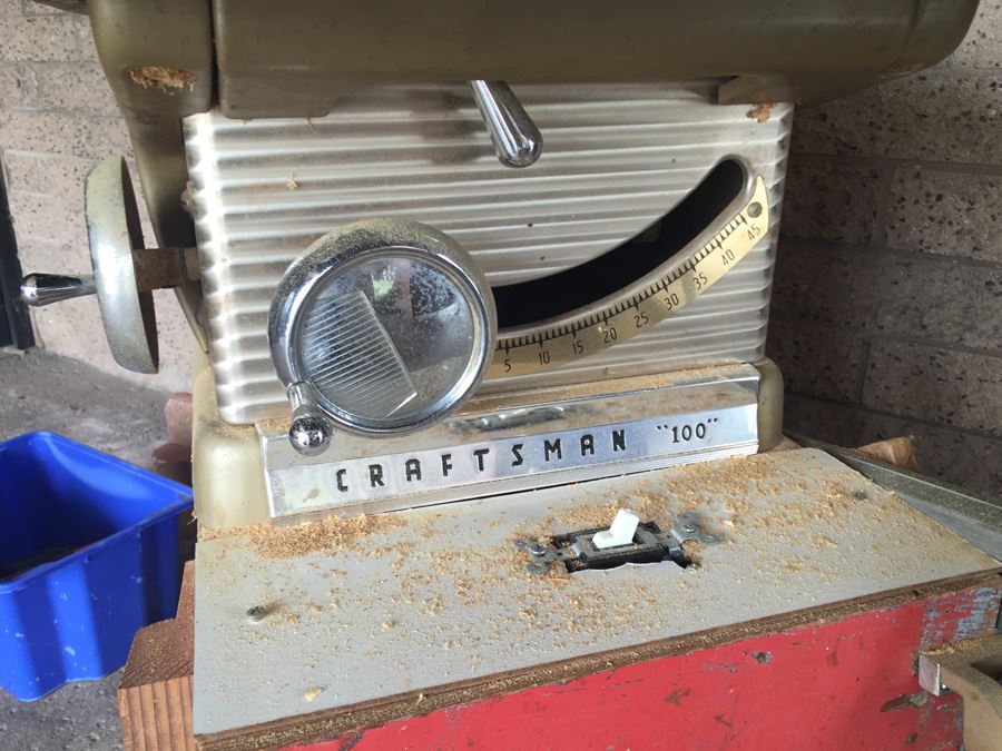 Vintage Crafstman '100' Table Saw With Custom Bench And Lot Of Rotary Saw Blades [Photo 4]