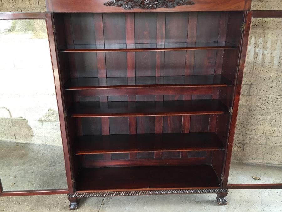 Stunning Antique Mahogany Nicely Carved Curio Cabinet With Ball And ...