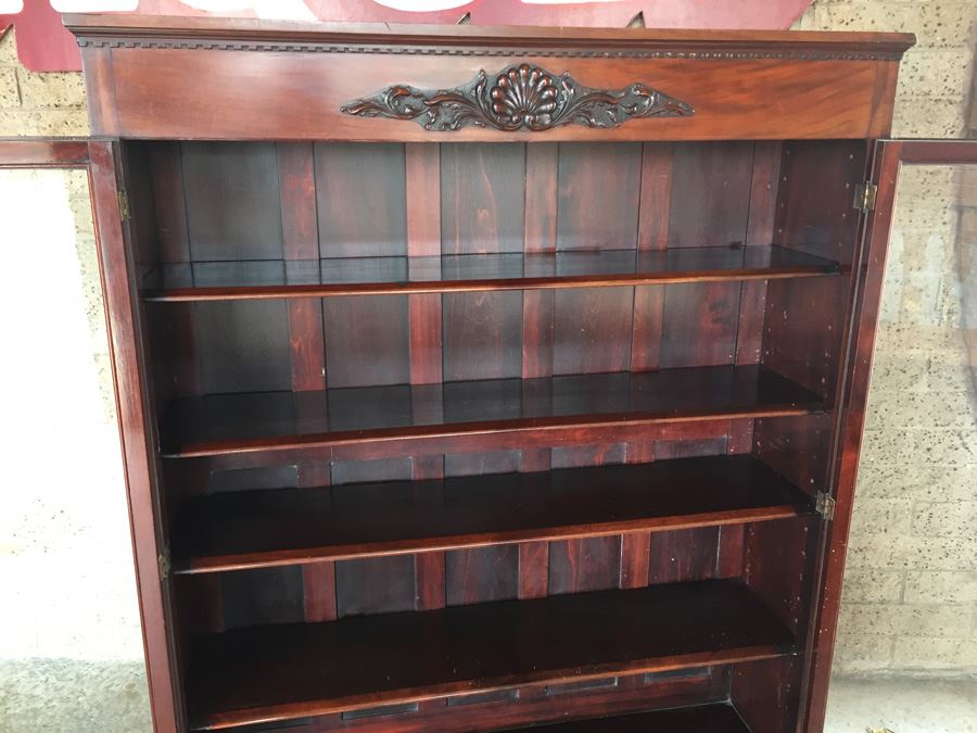 Stunning Antique Mahogany Nicely Carved Curio Cabinet With Ball And ...