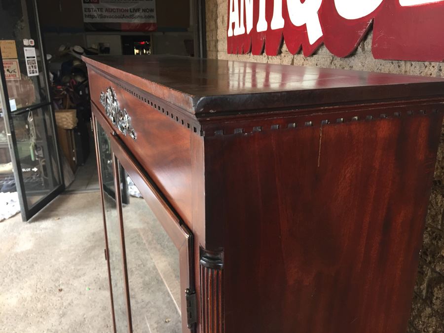 Stunning Antique Mahogany Nicely Carved Curio Cabinet With Ball And Claw Feet [Photo 7]