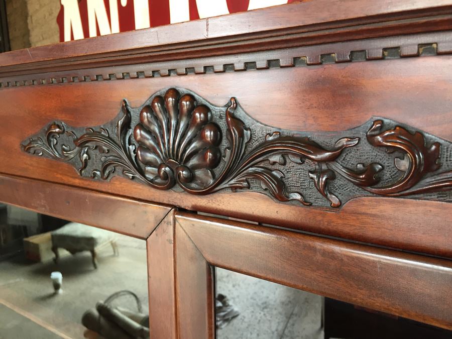 Stunning Antique Mahogany Nicely Carved Curio Cabinet With Ball And Claw Feet [Photo 12]