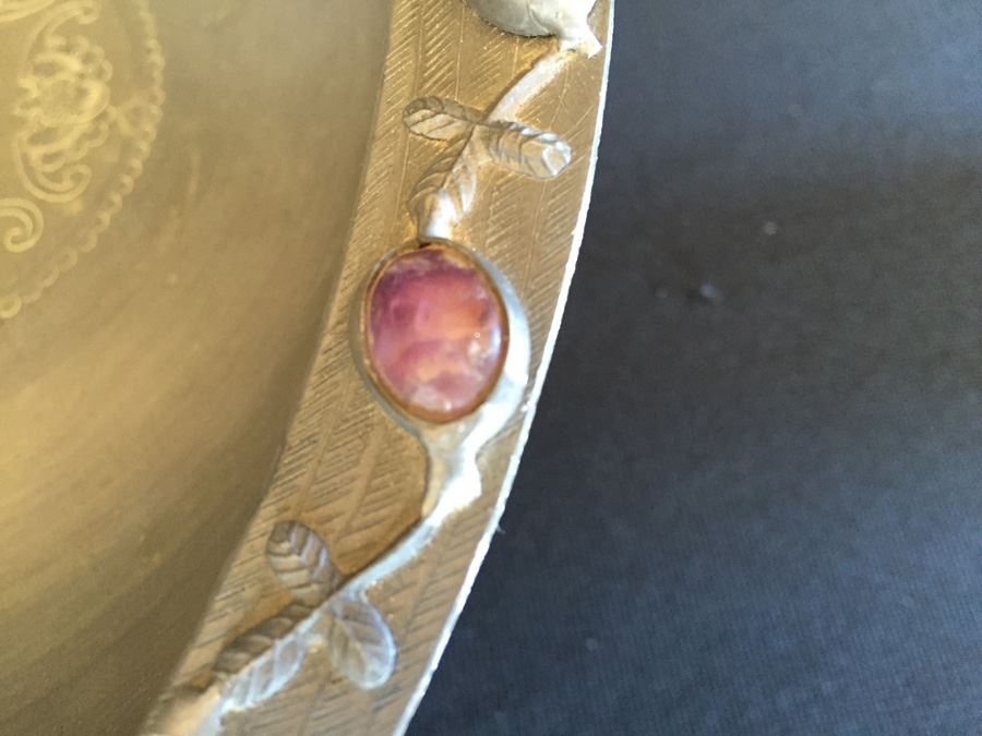 Exquisite Chinese Pewter Duck With Beautiful Gemstone Detail [Photo 14]