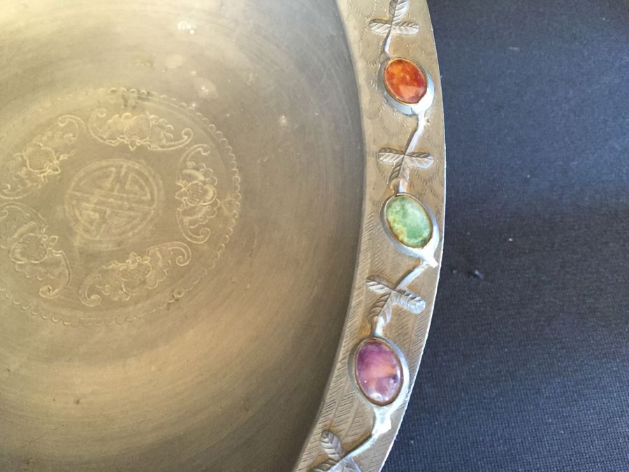 Exquisite Chinese Pewter Duck With Beautiful Gemstone Detail [Photo 11]