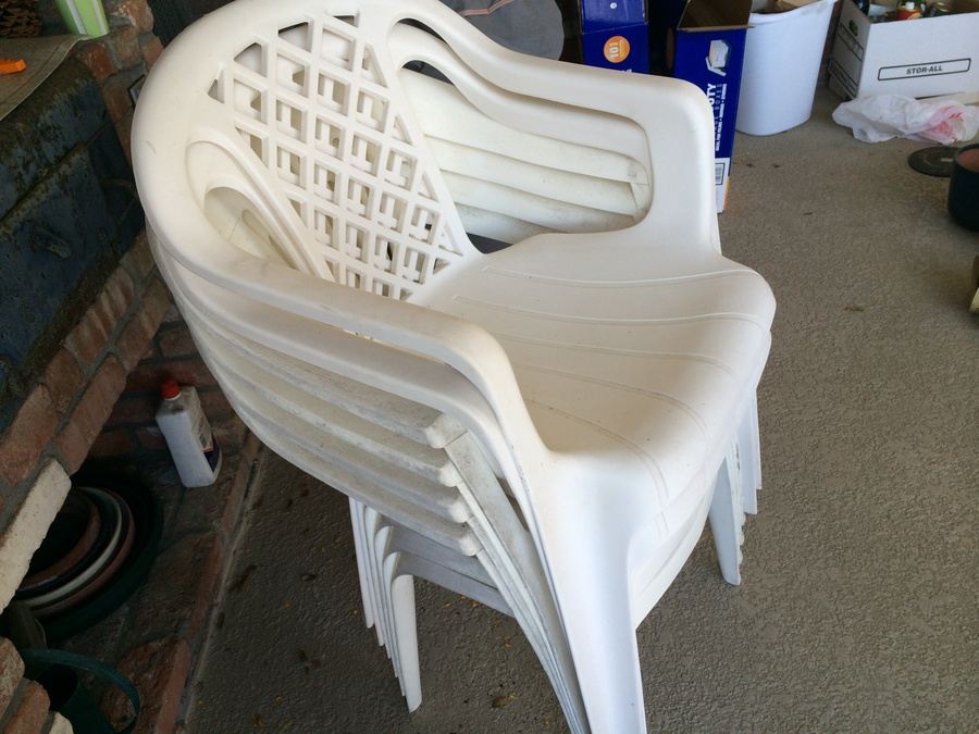 Stacking White Plastic Chairs [Photo 2]
