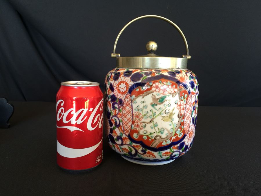 Japanese Imari Porcelain Jar With Metal Lid [Photo 4]