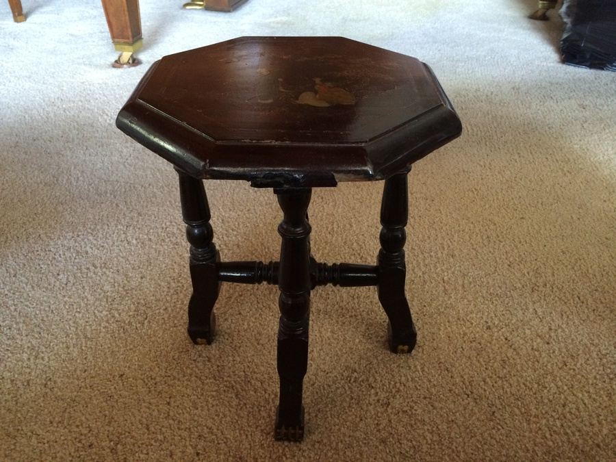 Hand Painted Black Asian Stool [Photo 2]