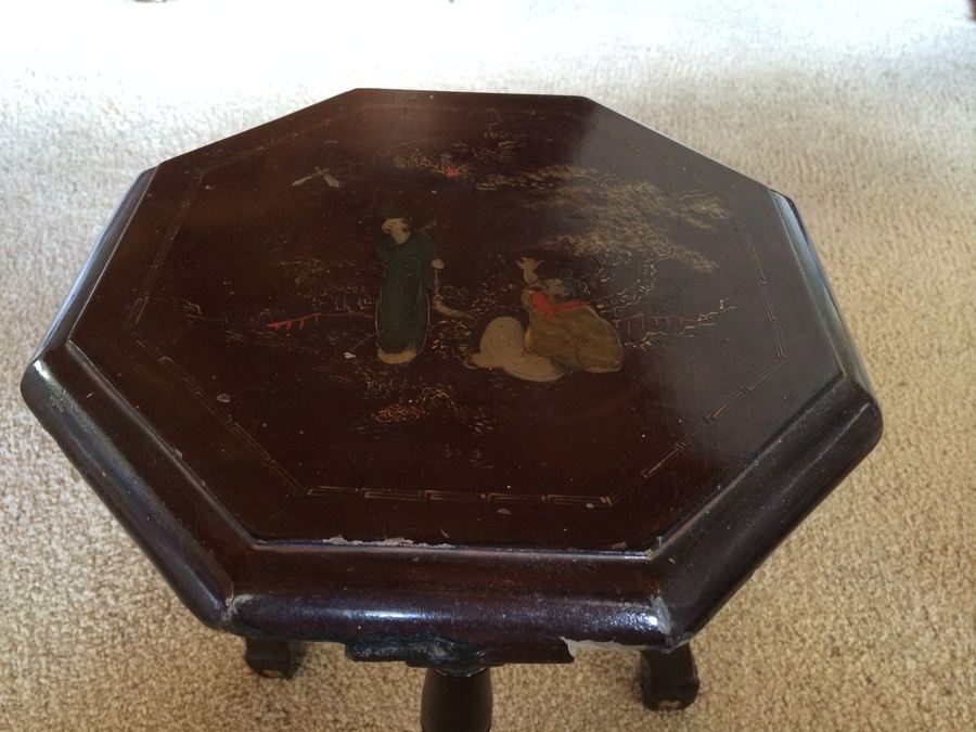 Hand Painted Black Asian Stool [Photo 1]