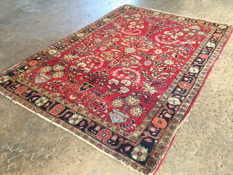 Vintage Hand Knotted Wool Persian Rug 59' x 40' [Photo 8]