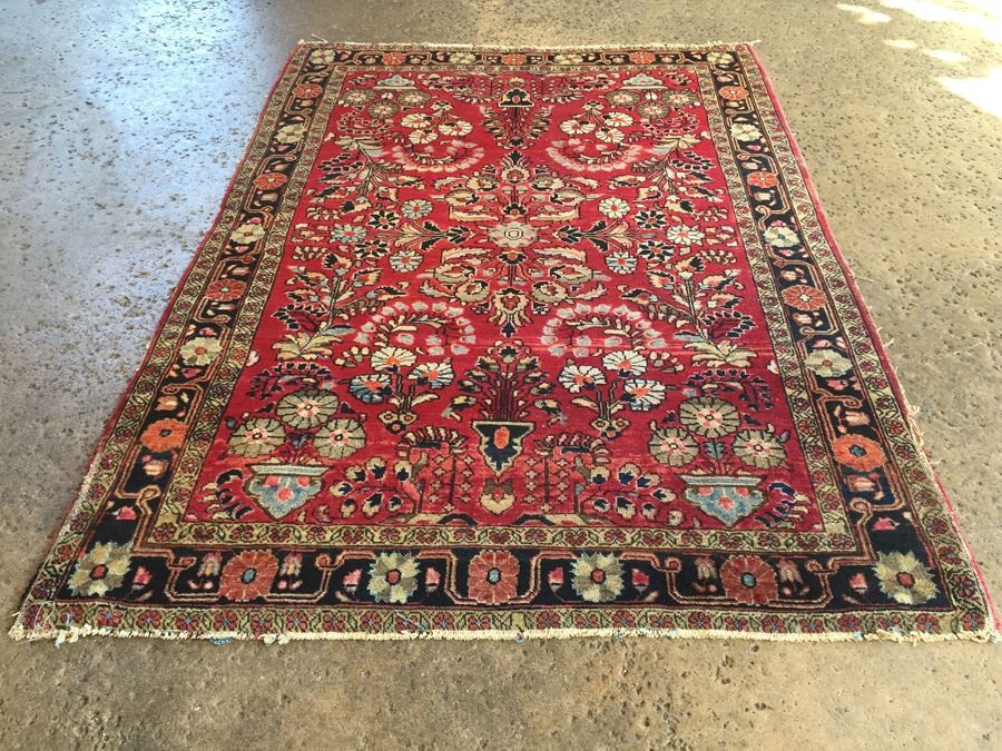 Vintage Hand Knotted Wool Persian Rug 59' x 40' [Photo 7]