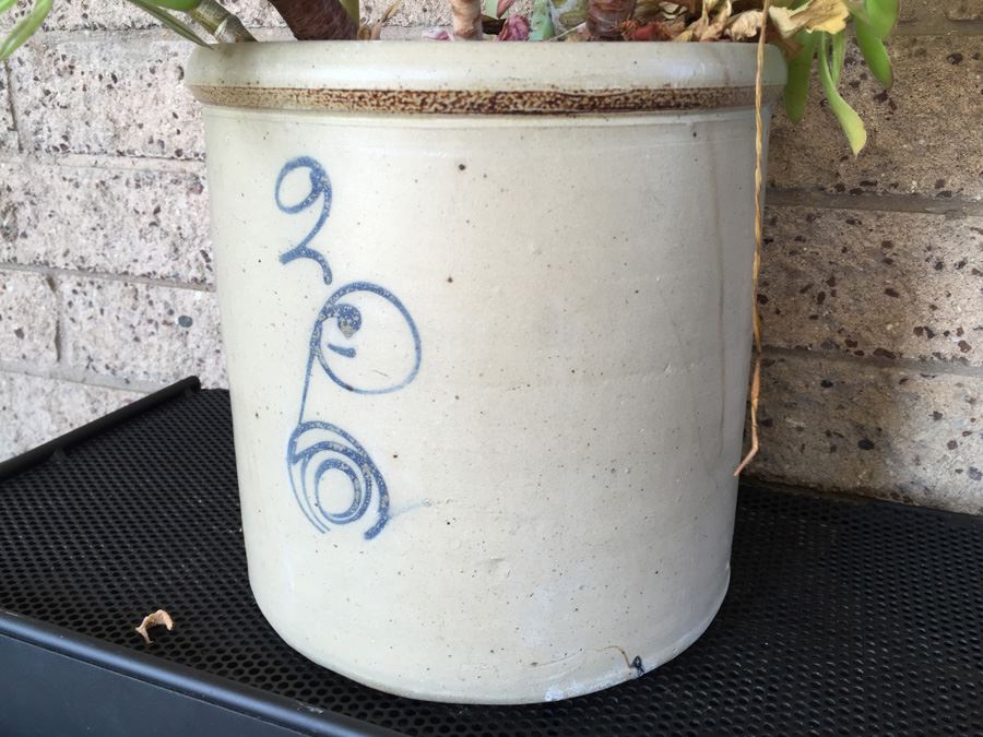 Vintage 2 Gallon Red Wing Crock Single 'P' With Succulents [Photo 2]