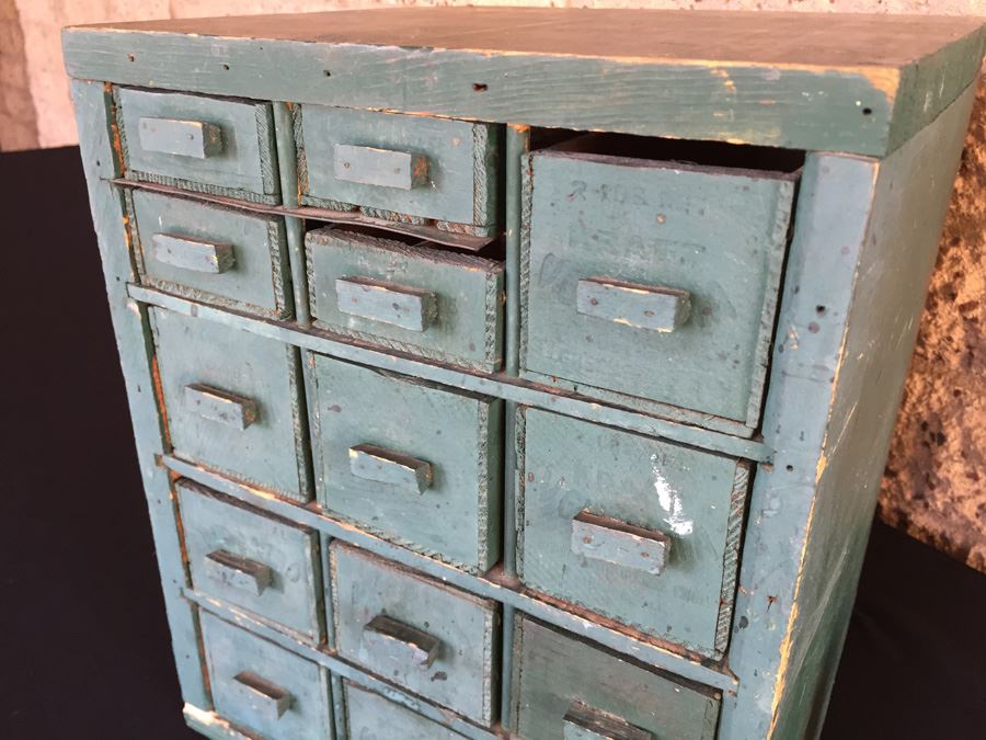 Vintage Folk Art Cabinet Made From Old Kraft Cheese Company Boxes Filled With Tools And Goodies [Photo 5]