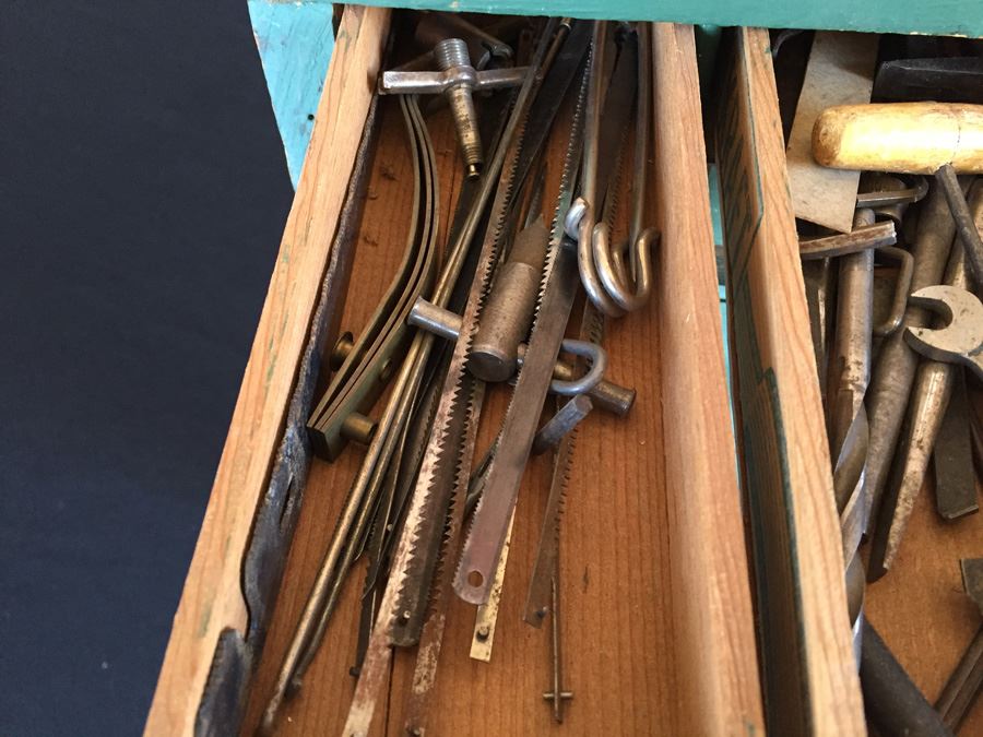Vintage Folk Art Cabinet Made From Old Kraft Cheese Company Boxes Filled With Tools And Goodies [Photo 8]
