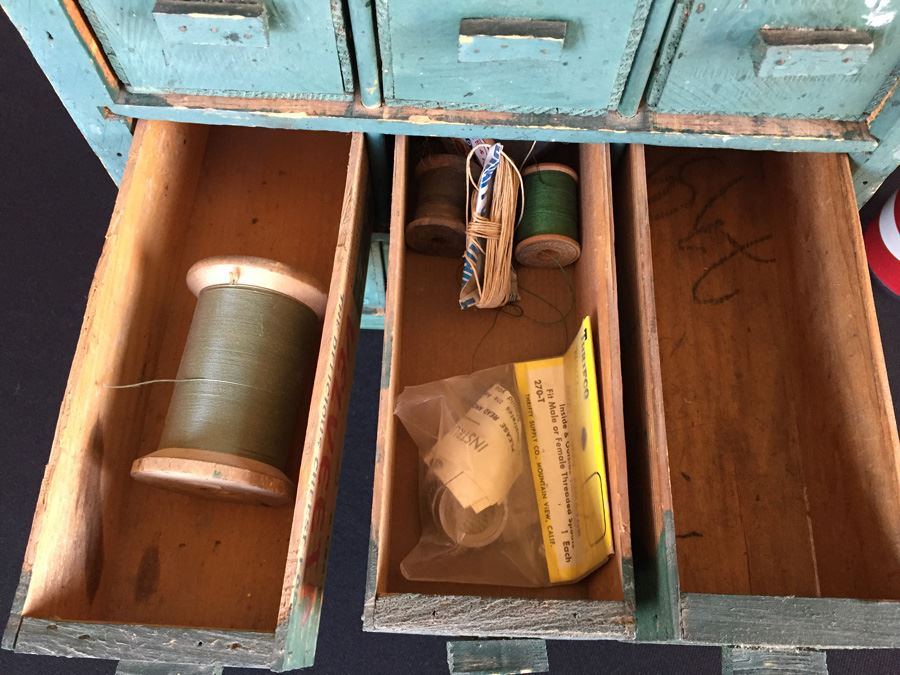 Vintage Folk Art Cabinet Made From Old Kraft Cheese Company Boxes Filled With Tools And Goodies [Photo 12]