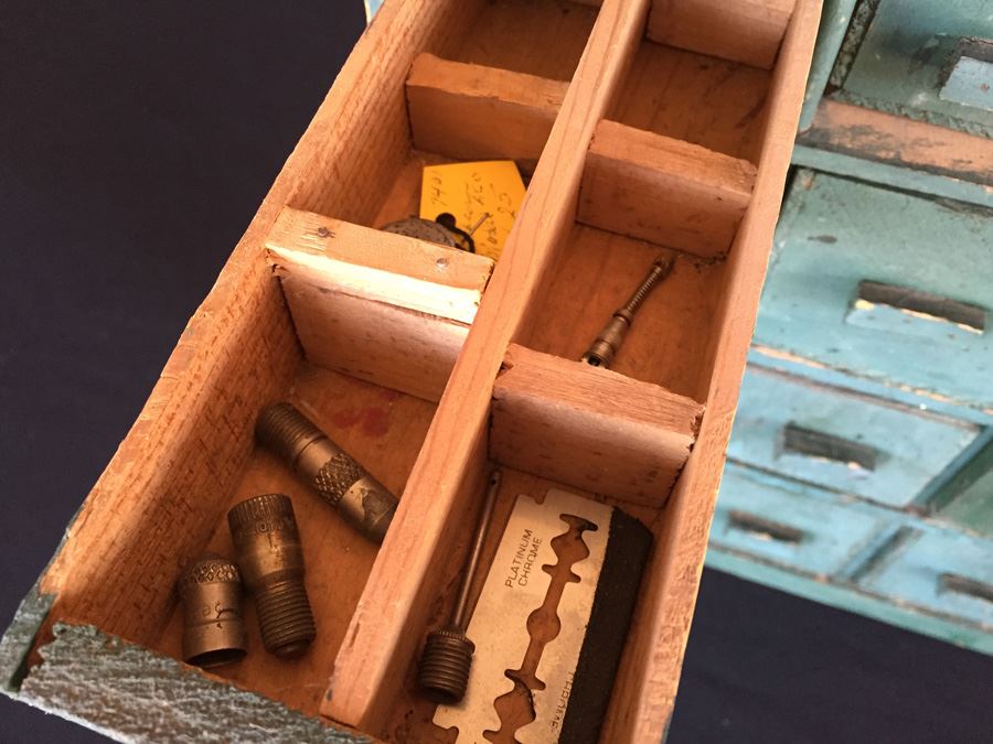 Vintage Folk Art Cabinet Made From Old Kraft Cheese Company Boxes Filled With Tools And Goodies [Photo 9]