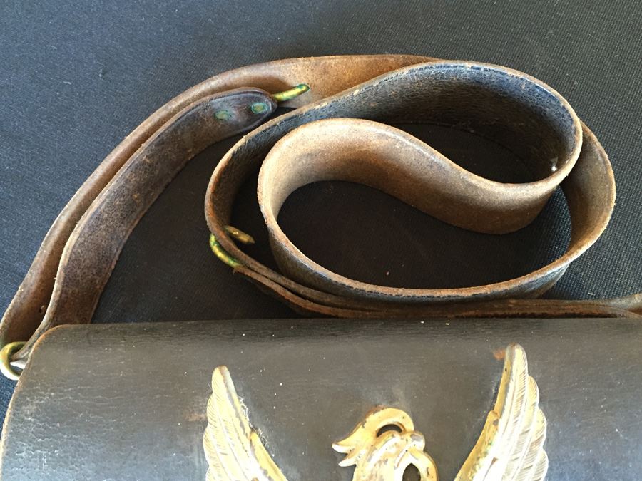 Antique Military Leather Pouch Cartridge Box Maker “WILKINSON & CUMMINGS, SPRINGFIELD, MASS.' With Brass U.S. Military Eagle Emblem Museum Piece [Photo 11]