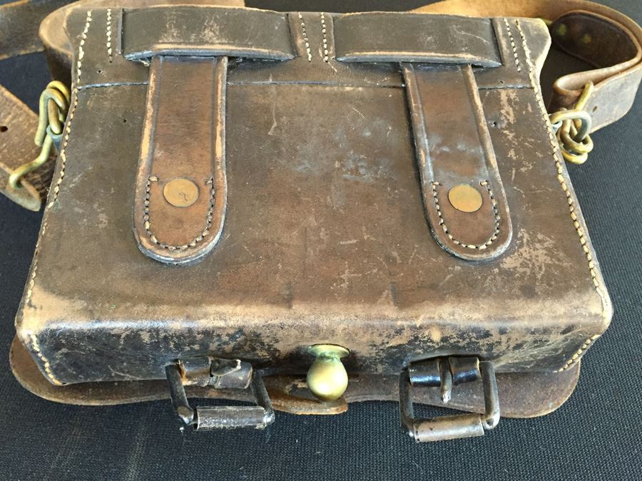 Antique Military Leather Pouch Cartridge Box Maker “WILKINSON & CUMMINGS, SPRINGFIELD, MASS.' With Brass U.S. Military Eagle Emblem Museum Piece [Photo 13]