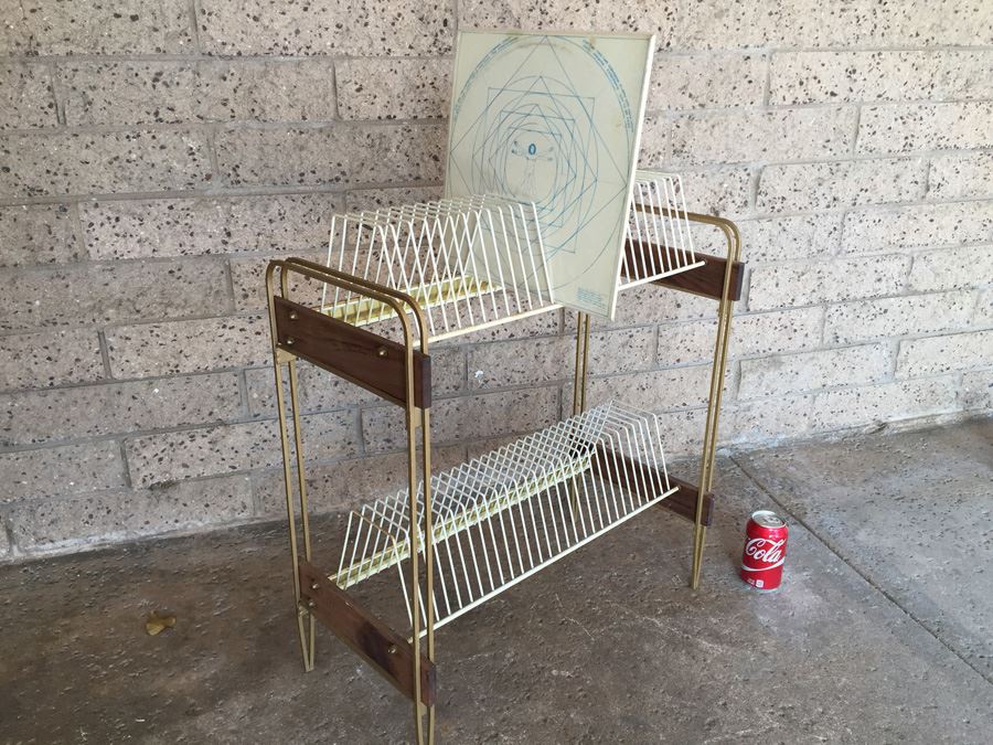 Mid-Century Vinyl Record Holder Two-Tier [Photo 1]
