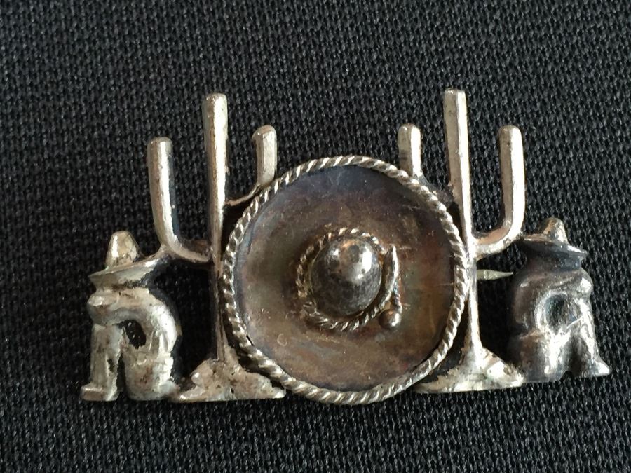 Pair Of Vintage Sterling Silver Brooches Pins Cactus [Photo 3]