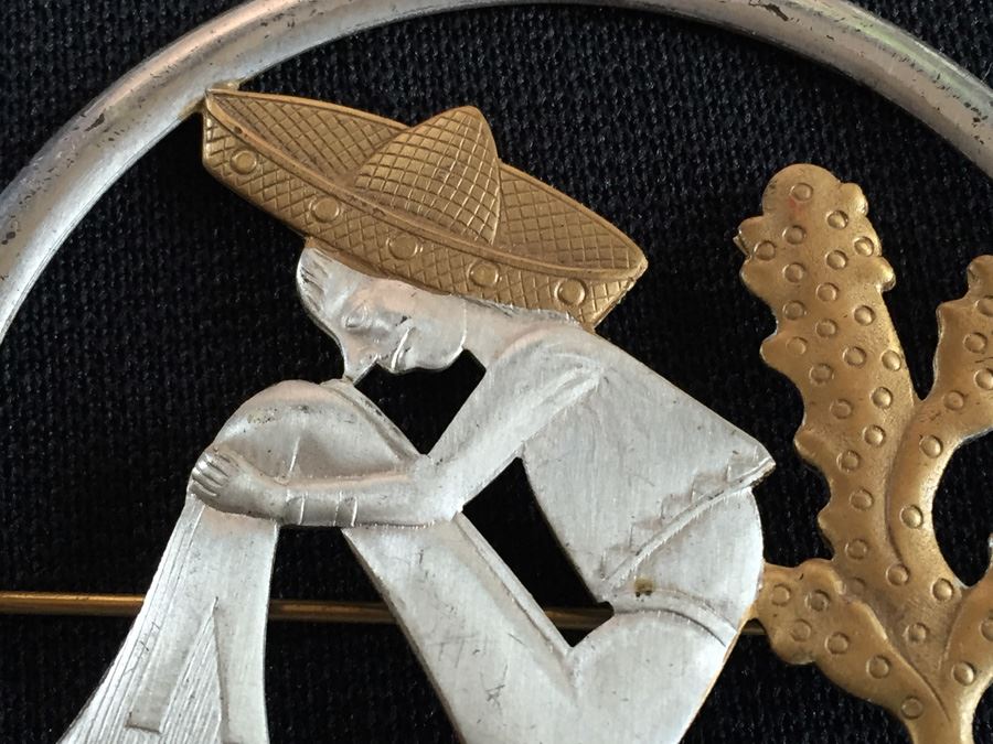 Pair Of Vintage Sterling Silver Brooches Pins Cactus [Photo 5]