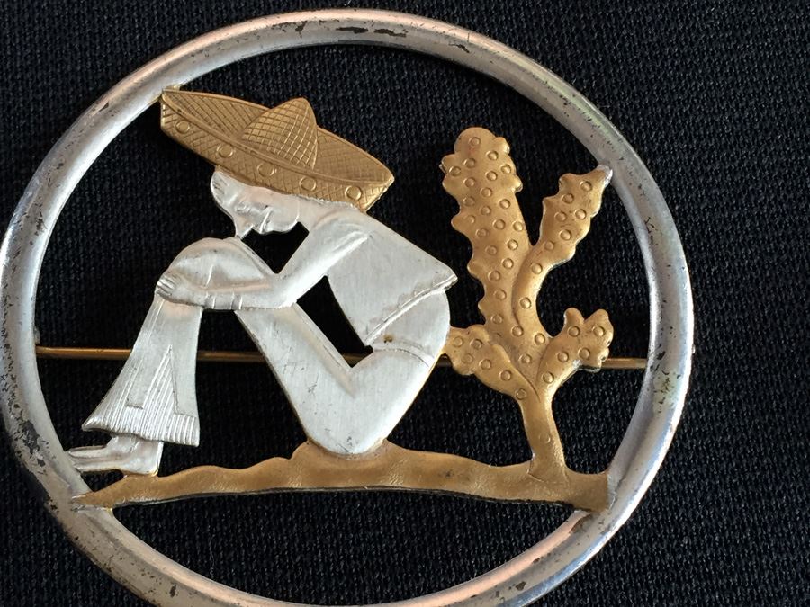 Pair Of Vintage Sterling Silver Brooches Pins Cactus [Photo 6]