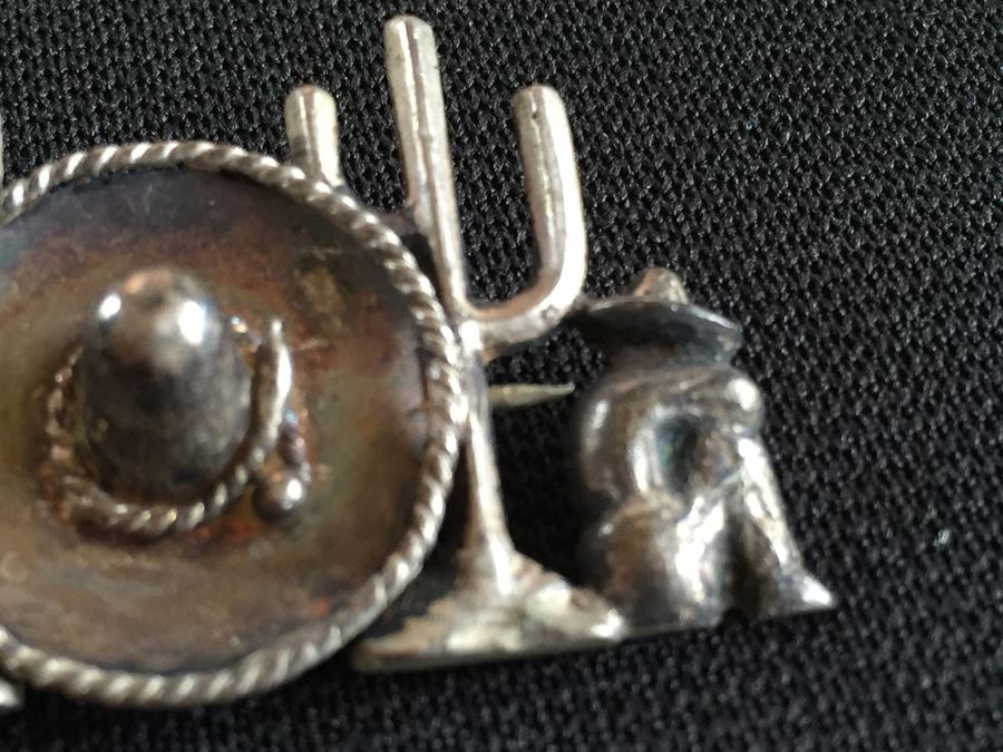 Pair Of Vintage Sterling Silver Brooches Pins Cactus [Photo 9]