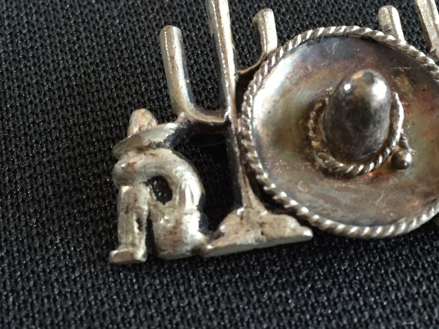 Pair Of Vintage Sterling Silver Brooches Pins Cactus [Photo 8]