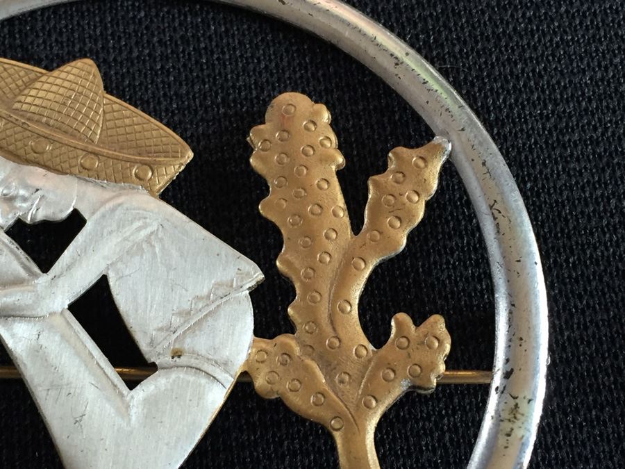 Pair Of Vintage Sterling Silver Brooches Pins Cactus [Photo 4]