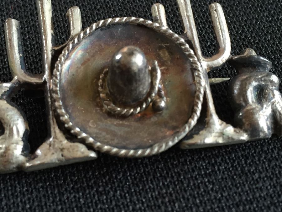 Pair Of Vintage Sterling Silver Brooches Pins Cactus [Photo 7]