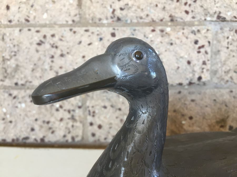 Exquisite Chinese Pewter Duck Covered Bowl With Lid [Photo 5]