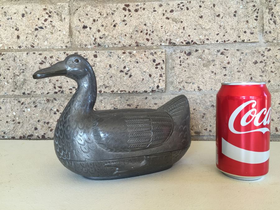 Exquisite Chinese Pewter Duck Covered Bowl With Lid [Photo 1]