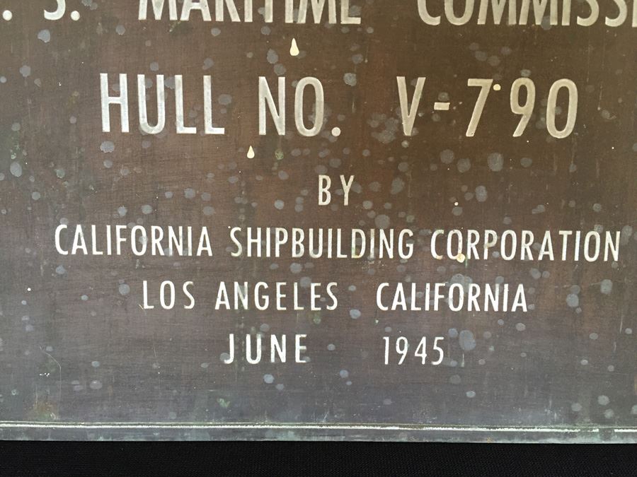 HEAVY Thick Copper Brass Bronze Hull Identification Plate From Actual Ship WINTHROP VICTORY 1945 [Photo 3]
