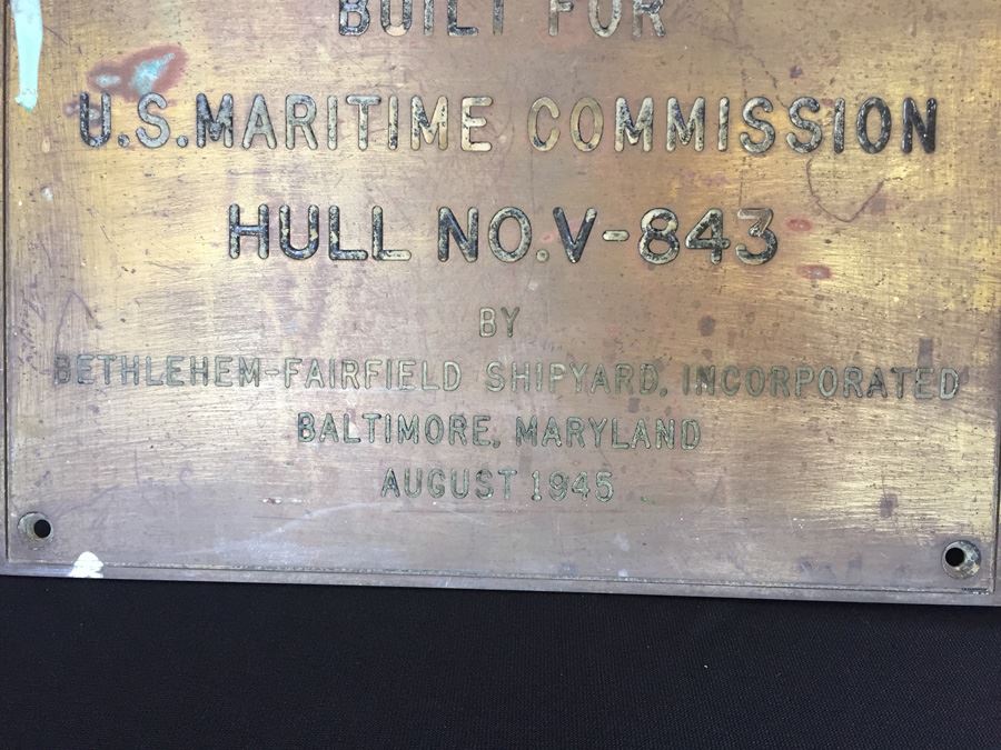 HEAVY Copper Brass Bronze Hull Identification Plate From Actual Ship NASHUA VICTORY 1945 [Photo 3]