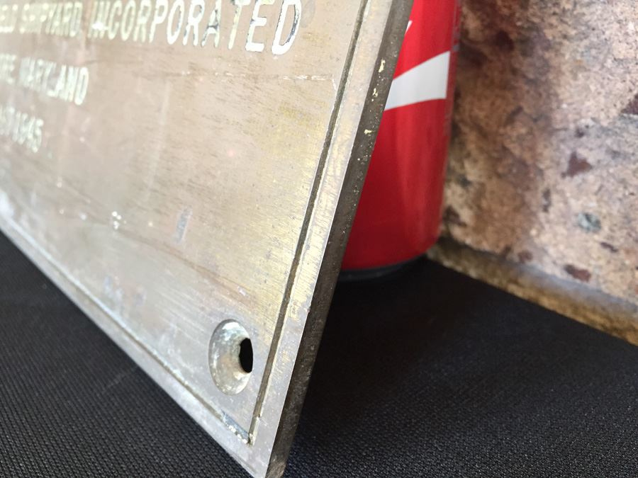 HEAVY Copper Brass Bronze Hull Identification Plate From Actual Ship NASHUA VICTORY 1945 [Photo 4]
