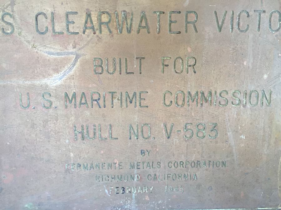 HEAVY Copper Brass Bronze Hull Identification Plate From Actual Ship S.S. CLEARWATER VICTORY 1945 [Photo 6]
