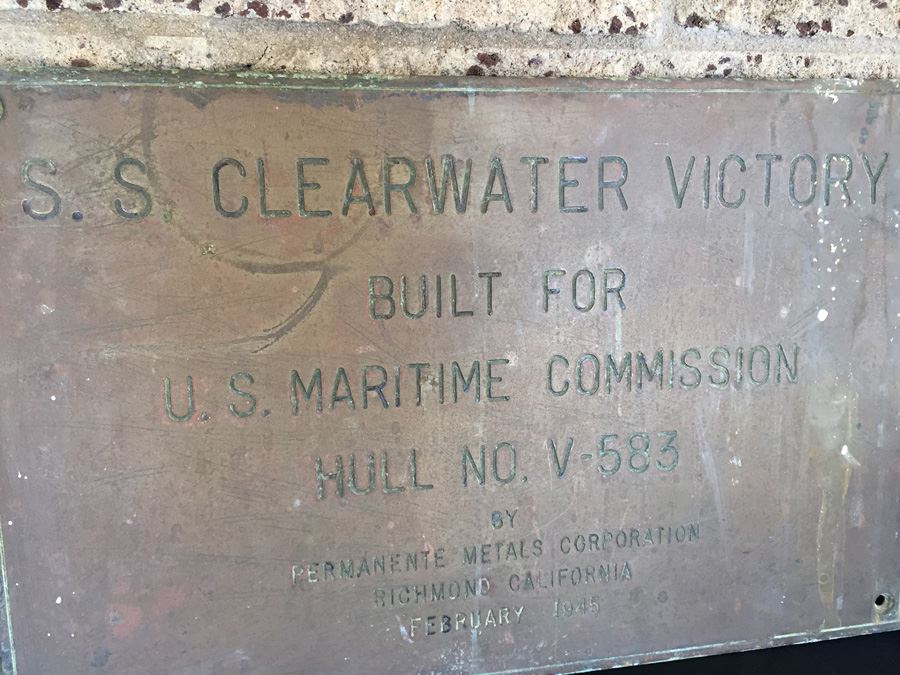 HEAVY Copper Brass Bronze Hull Identification Plate From Actual Ship S.S. CLEARWATER VICTORY 1945 [Photo 2]