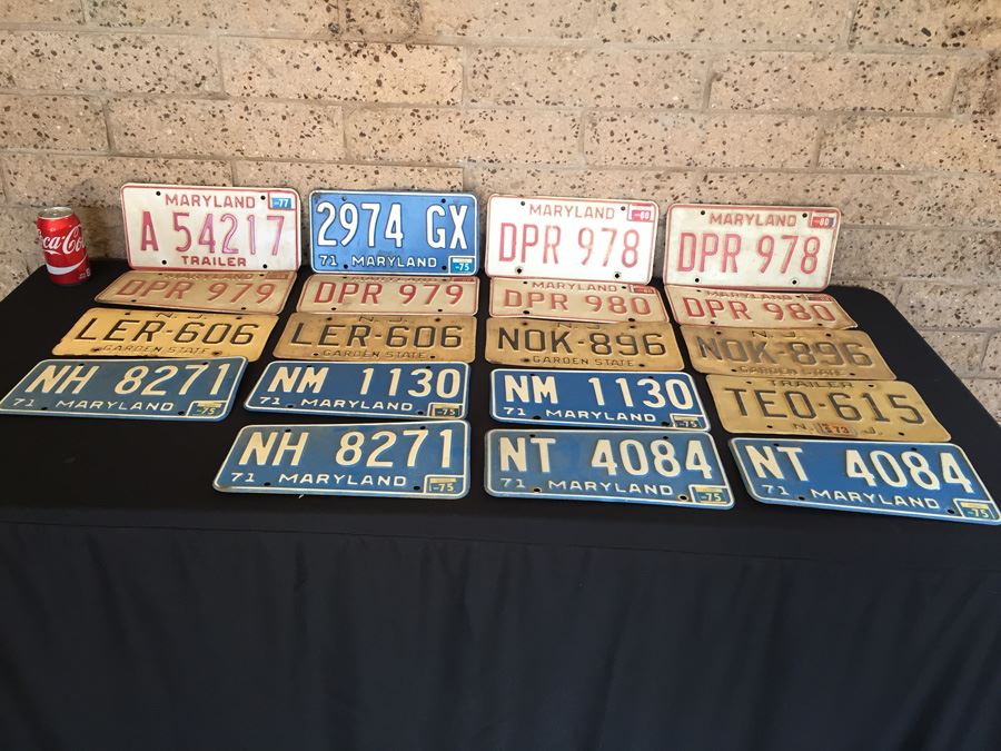Huge Lot Of Vintage License Plates From Maryland And New Jersey