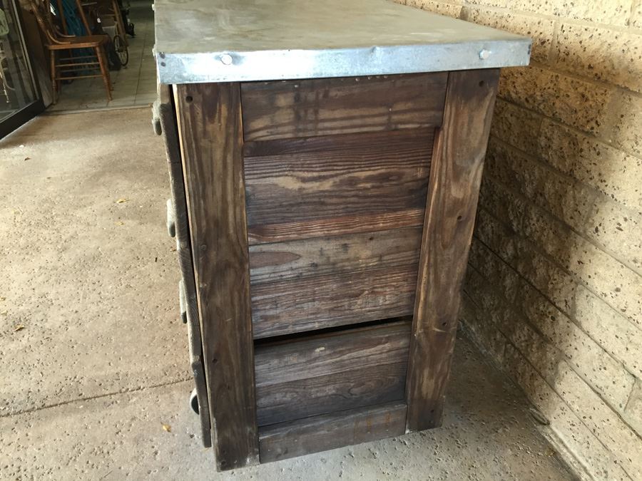 Industrial Rustic Dresser Workbench With Galvanized Metal Top [Photo 8]