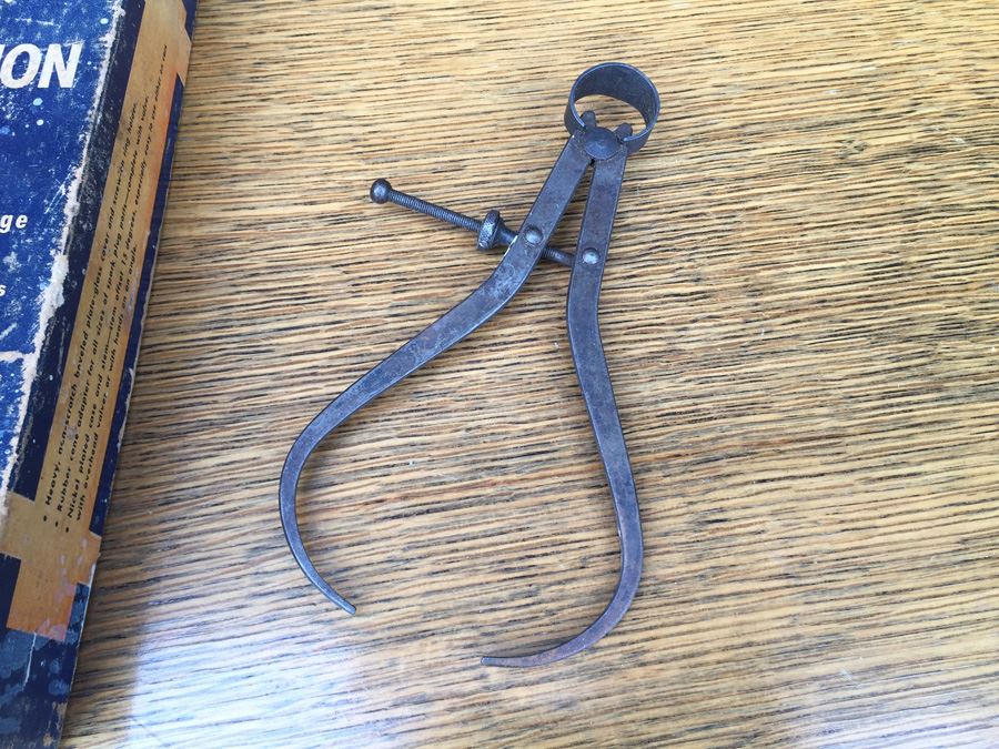 Vintage Automobile Piston Compression Tester With Original Box Allstate No. 8072 And Vintage Calipers Union Tool Company Orange Mass [Photo 9]