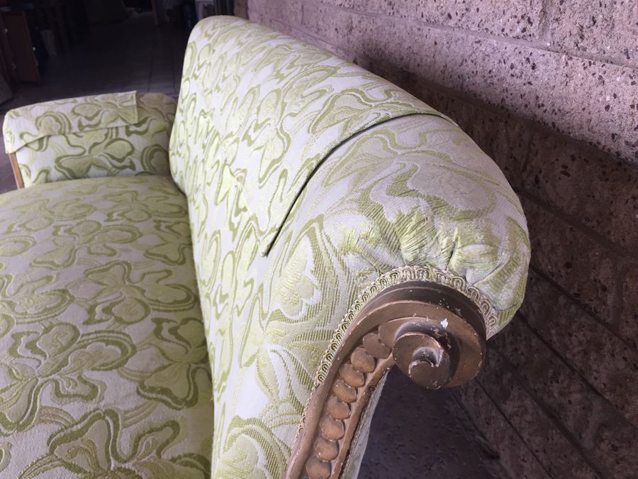 Beautiful Antique Italian Gilt Wood Upholstered Rococo Settee Sofa [Photo 8]